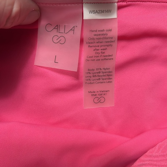 *CALIA Pink Heat Waves Wide Banded Bikini Bottom Size Large New With Tags - Picture 4 of 7